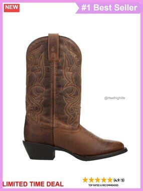Maddie Embroidered Round Toe Pull On Leather Cowboy Boots